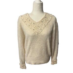 Connie A Lee Pearl Angora Sweater Size S/M